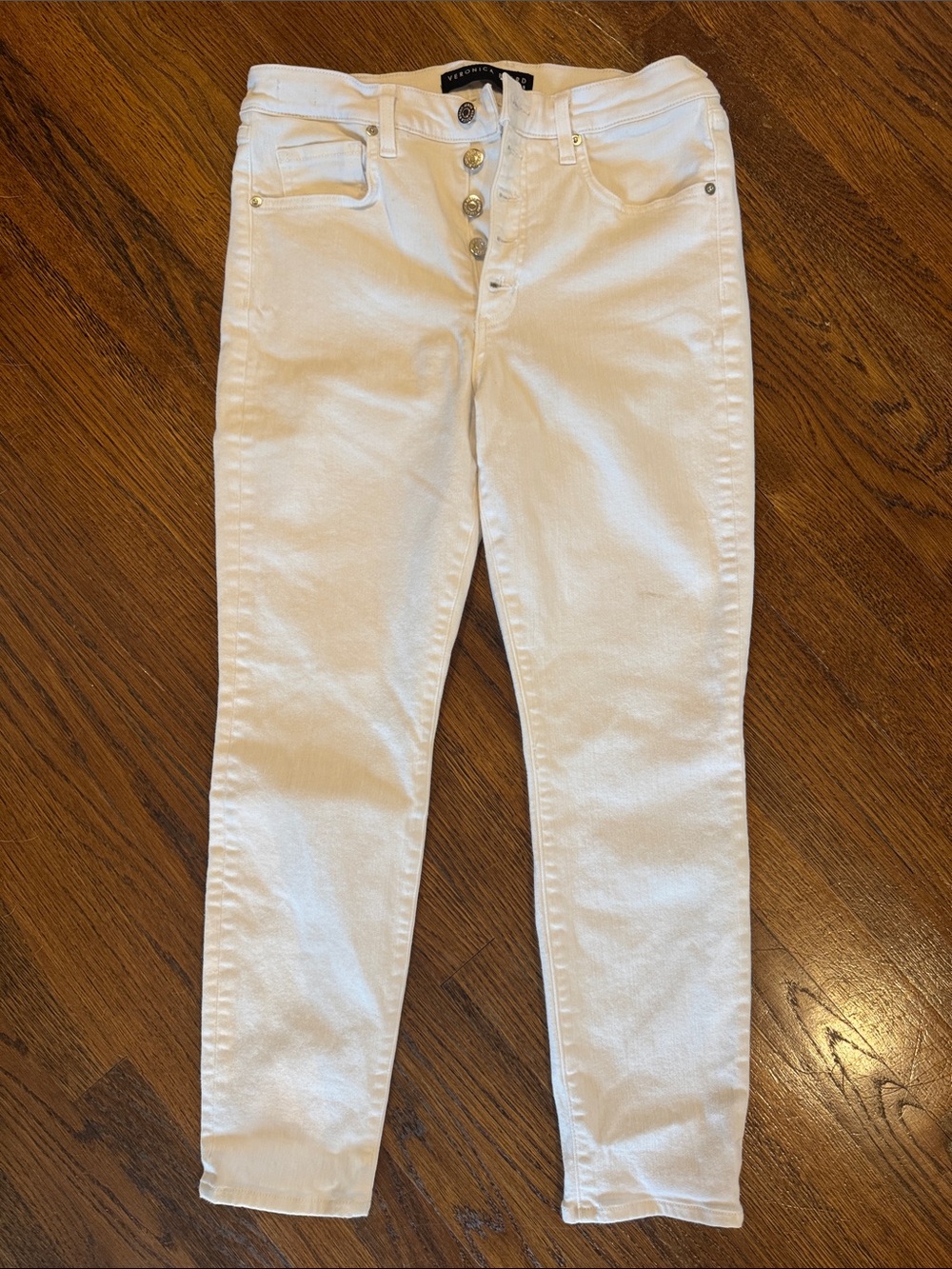 Veronica Beard Debbie White Skinny Button-Fly Jeans